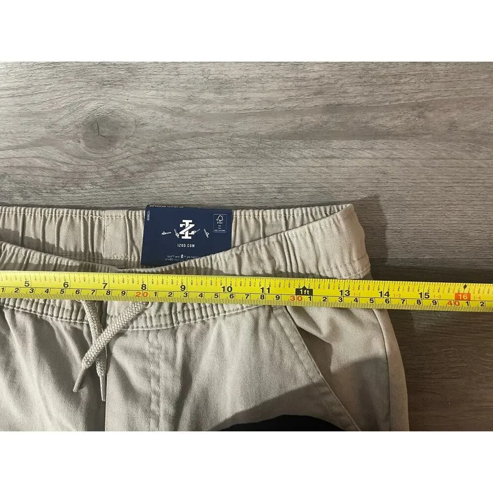 IZOD Boys 10/12 M Khaki School Uniform Jogger Pants Stretch NWT